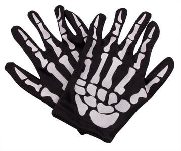 Halloween Skelet Handschoenen Kind Zwart, Verzenden, Nieuw