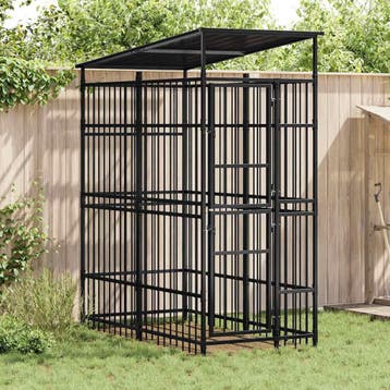 vidaXL Hondenkennel met dak 1,84 m² staal, Verzenden
