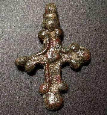 Médiéval, époque des Croisés Bronze Croix artistiquement