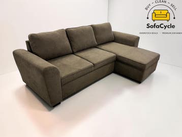 Hoekzetel bruin, slaapfunctie, opbergkoffer, links – nieuw, Huis en Inrichting, Verzenden, Nieuw