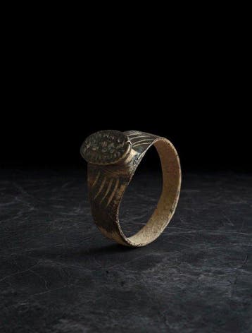 Byzantijns Brons Zegelring – Midden Byzantijns (Zonder, Antiquités & Art