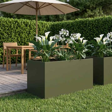 vidaXL Plantenbak Olijfgroen 100 x 50 x 50 cm Koudgewalst, Tuin en Terras, Verzenden, Nieuw