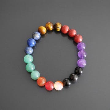 Armband met 7 chakras veelkleurig, maat XL Echte stenen van