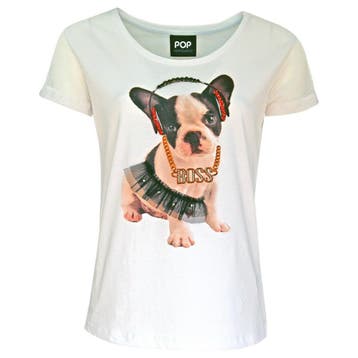 Verysimple • wit shirt met hond • 34 (IT40), Verzenden