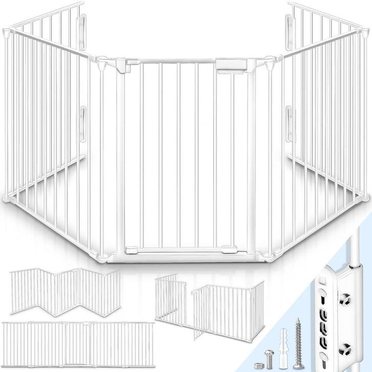 Veiligheidshek - Haardscherm - Hondenhek - 300cm - Wit - KID, Tuin en Terras, Tuinpoorten, Nieuw, Verzenden