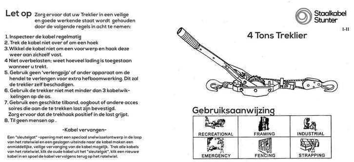 Treklier Dubbele staalkabel 4 Ton, Jardin & Terrasse, Jardin & Terrasse Autre, Envoi