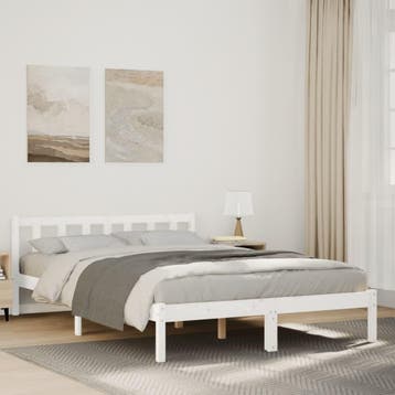 vidaXL Bedframe extra lang zonder matras grenenhout wit, Huis en Inrichting, Verzenden, Nieuw