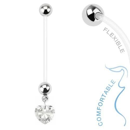 Fako Bijoux - Zwangerschapspiercing - Hart - Wit, Bijoux, Sacs & Beauté, Piercings, Envoi