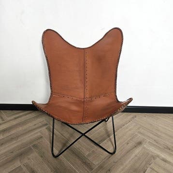 Stoel - Butterfly stoel (3107) - Leder, IJzer