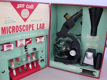 Microscoop - and metal box cabinet - 1960-1970 - Skil Craft, Verzamelen