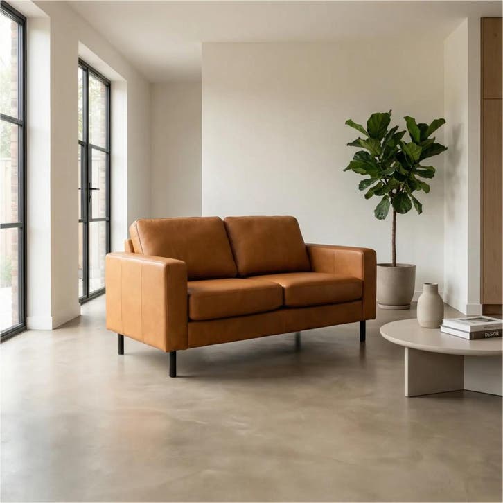 Leren bank Match - 2 zits - Granada Sahara (cognac) - Poten, Huis en Inrichting, Zetels | Zetels, 150 tot 200 cm, 75 tot 100 cm