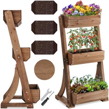 Plantenbak Flora, gelakt hout, met plantenfolie, Verzenden, Nieuw