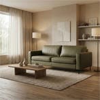 Leren bank Match - 2,5 zits - Toledo Olive (olijf/goen) -, 150 tot 200 cm, Nieuw, Ophalen of Verzenden, Modern