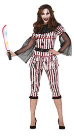 Horror Clown Halloween Kostuum Dames Rood, Verzenden