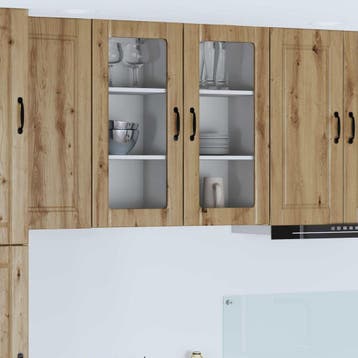 vidaXL Wandglas Kasten PORTO Artisan Eiken 40 x 31 x 80 cm, Verzenden