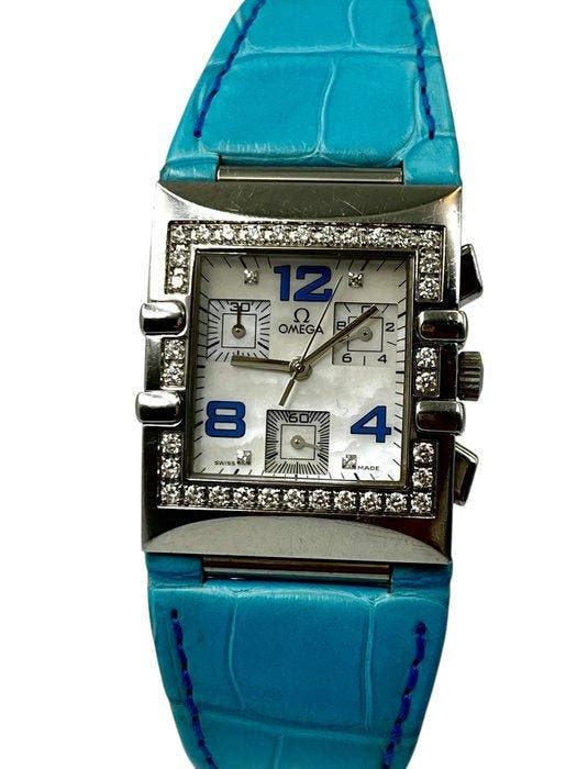 Omega - Omega Ladies Rectangular Diamond Chronograph - Dames, Handtassen en Accessoires, Horloges | Heren