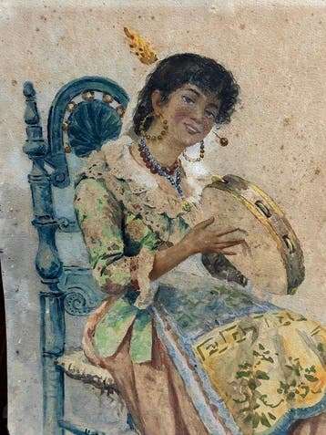Gaetano Mormile (1839-1890) - Suonatrice di tamburello