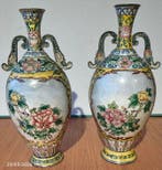 Vaas - Koper, Emaille - China - Een paar cloisonné vazen