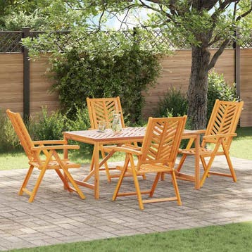 vidaXL Tuin Eettafel Set 5 st Bruin Massief Acacia Hout, Tuin en Terras, Tuintafels, Verzenden, Nieuw