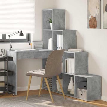 vidaXL Hoekbureau Beton Grijs 101,5 x 149,5 x 149,5 cm, Verzenden
