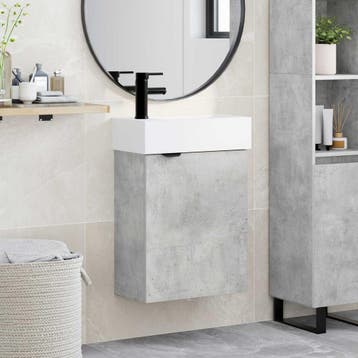 vidaXL Badkamermeubel met kraan Betongrijs 45,5 x 22,5 x 84, Verzenden