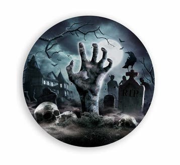 Halloween Borden Kerkhof 23cm 6st, Verzenden, Nieuw