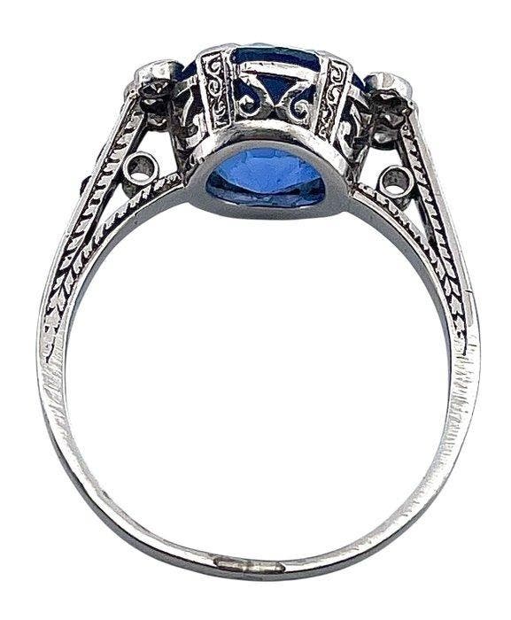 Ring Platina Saffier - Diamant, Handtassen en Accessoires, Ringen