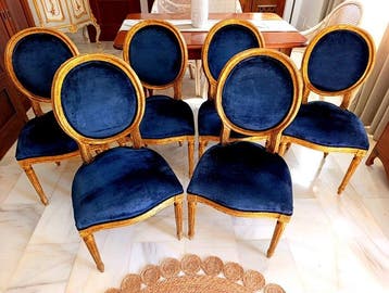 Stoel - Luis XVl - Hout - Set stoelen Louis XVI, Antiek en Kunst