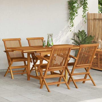 vidaXL 5-delige Tuinset massief teakhout, Tuin en Terras, Verzenden, Nieuw, Tuinset