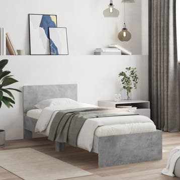 vidaXL Bedframe met hoofdeinde bewerkt hout betongrijs, Verzenden, Nieuw
