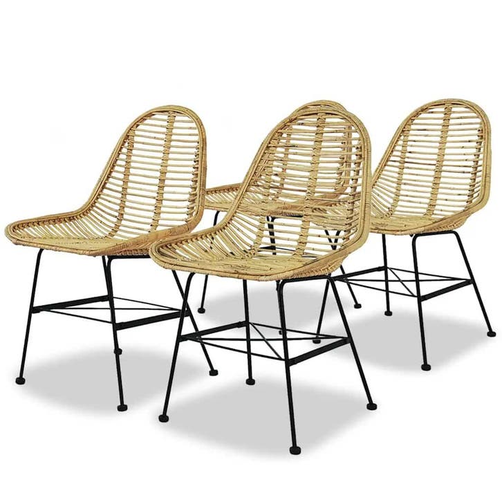 vidaXL Eetkamerstoelen 4 st natuurlijk rattan, Huis en Inrichting, Stoelen, Nieuw, Verzenden
