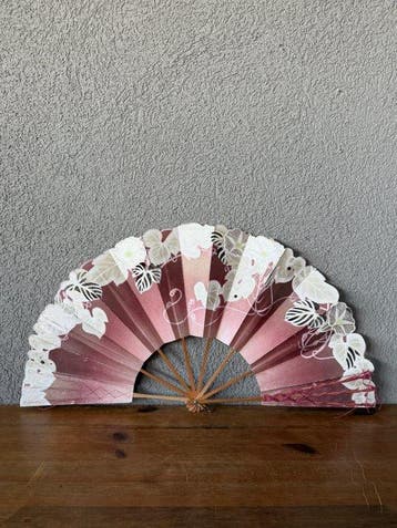 Handwaaier - tinten van blushroze, roos en mauve, met