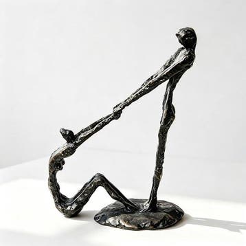 sculptuur, Two-Person Mutual Assistance - 29 cm - Aluminium