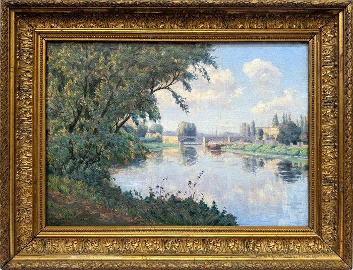 Zénon Uzac (1855-1942) - La Seine à Chatou et son Pont –, Antiquités & Art, Art | Peinture | Classique