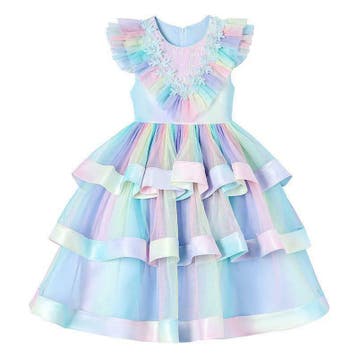 Prinsessenjurk - Luxe Unicorn jurk - Blauwe regenboog - Klee, Kinderen en Baby's, Verzenden, Nieuw