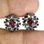 Zonder minimumprijs - Oorbellen Zilver Granaat - Spinel - 32, Nieuw