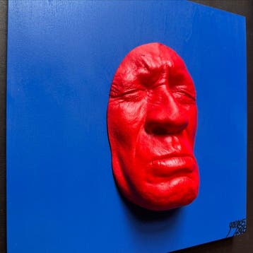 gregos - Red sadness on blue background