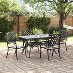 vidaXL Tuin Eettafel Set 5 pcs Zwart Aluminium, Verzenden, Nieuw
