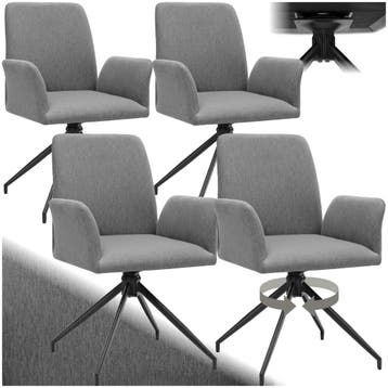 Draaibare fauteuil Daya, gestoffeerd - antraciet, Set van 4, Huis en Inrichting, Verzenden, Nieuw