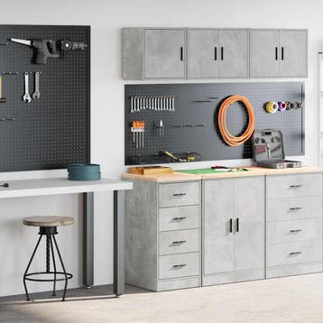 vidaXL Garagekasten 2 st bewerkt hout betongrijs, Verzenden