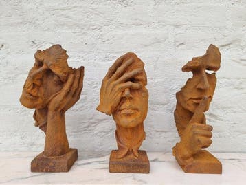 Beeldje - Horen zien zwijgen (3) - IJzer, Antiek en Kunst