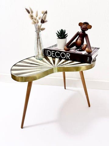 Table dappoint - stratifié, Bois, Laiton - Vintage