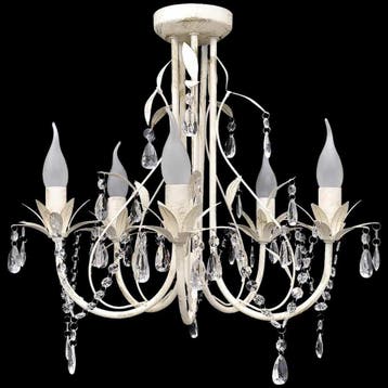 vidaXL Kristallen kroonluchter met wit elegant design (5, Huis en Inrichting, Lampen | Kroonluchters, Verzenden, Nieuw