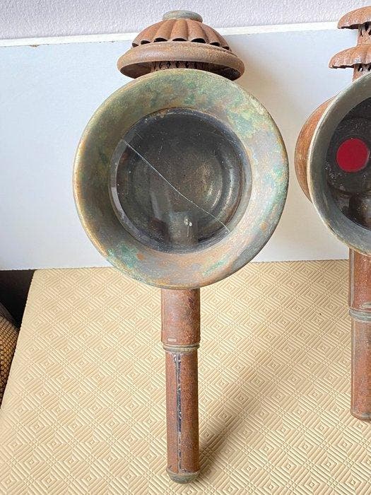 Lantaarn (2) - IJzer - koetslampen, Antiquités & Art, Curiosités & Brocante