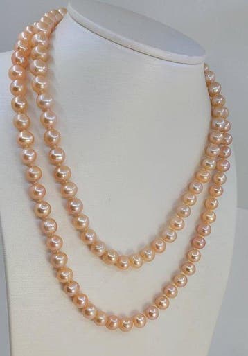 Sans prix de réserve - Collier Argent, Perles Edison roses, Nieuw