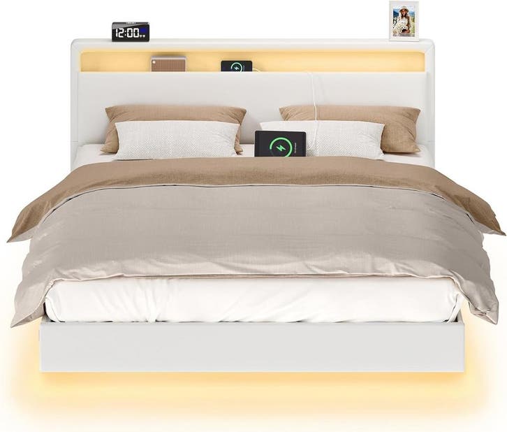 Tweepersoonsbed - 140x200cm - zwevend bed - LED-verlichting, Maison & Meubles, Chambre à coucher | Linge de lit, Envoi