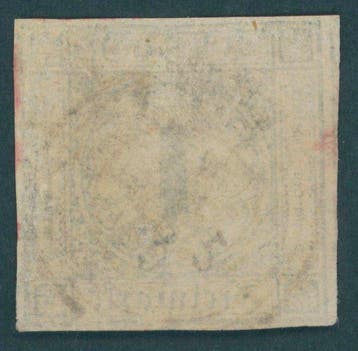 Baden 1851 - à bordure large 1 Kr. sämisch - 1re émission, Gestempeld