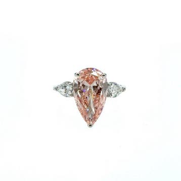 Ring - 14 karaat Witgoud - 6.19ct. tw. Roze Diamant (Fancy, Nieuw