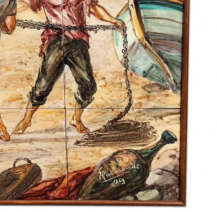 Giacomo Raimondi - tirata delle reti a riva (sciabica) -, Antiek en Kunst, Antiek | Glaswerk en Kristal