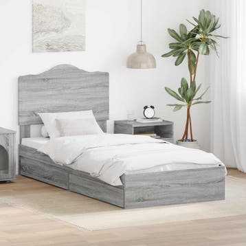 vidaXL Opbergbed met lade Grijs Sonoma 90 x 190 cm Bewerkt, Verzenden, Nieuw
